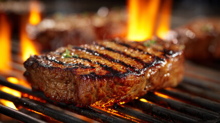 grilled beef steak on background	
