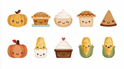 Cute Thanksgiving food icons