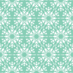 Flower geometric pattern. Seamless vector background. White and green ornament