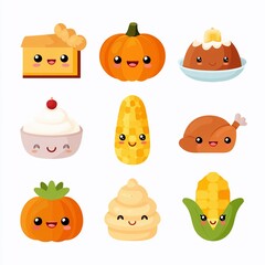 Cute Thanksgiving food icons