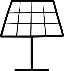 Simple black outline drawing of a solar panel on a white background