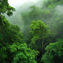 Lush green rainforest canopy view