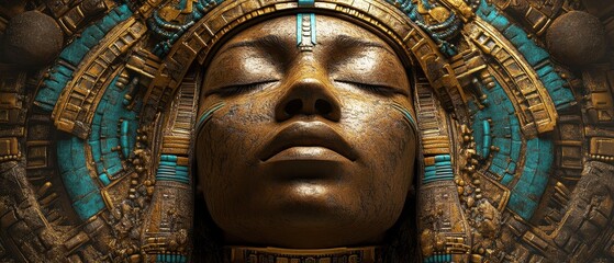 Egyptian statue face with closed eyes