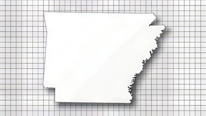 White Arkansas Outline on Transparent Grid for Custom Mapping and Design Use