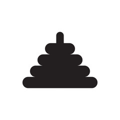 Ring stack pyramid silhouette. tiered ring-stacking toy icon representing early childhood development.