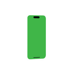 A Modern Smartphone with Green Screen Display Mockup for App Presentation and User Interface Testing on White Background
