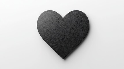 Black Heart Shape on White Background for Minimalist Design Concept
