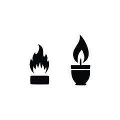 A Duo of Flaming Icons Symbolic Representations of Fire and Light with Ancient and Modern Depictions Aligned on White