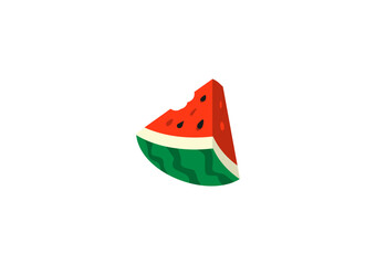 Watermelon piece, sweet juicy fruit. Water melon, slice with seeds in cute hand-drawn doodle style. Summer food. Flat vector illustration isolated on white background.