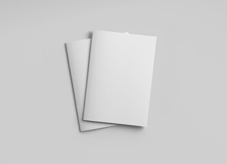 Two isolated magazine covers Mockup on white background with soft shadows. 3D rendering