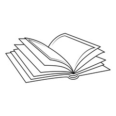 Open book. Doodle line vector illustration