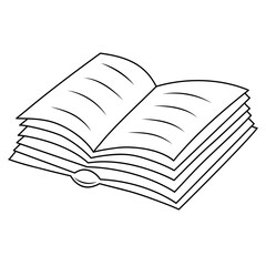 Open book. Doodle line vector illustration