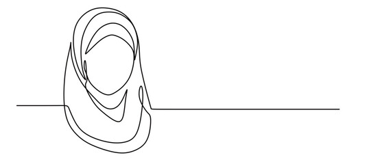 continuous line art of a woman wearing a hijab. hijab concept. international hijab day