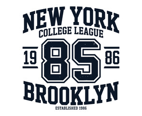 Fototapeta premium New York, Brooklyn t-shirt design. T-shirt print design in American college style. Athletic typography for tee shirt print in university and college style. Vector 