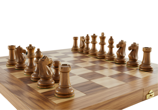 Wooden Chess Set A Game of Strategy and Skill isolated on transparent baackground