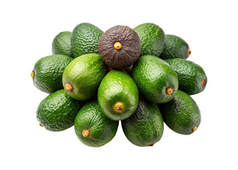A pile of fresh avocados, some dark ripe and others vibrantly green