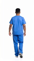 Naklejka premium Healthcare Professional Walking Away Back View Studio Shot.