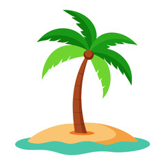 tropical island with palm trees vector white background