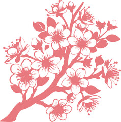 Cherry Blossom Tree – Pink Spring Sakura Branch Vector Design