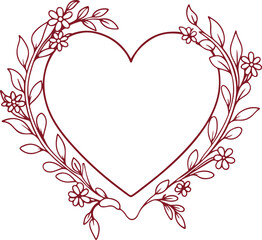 Heart Wreath Frame &ndash; Romantic Floral Love Border Vector