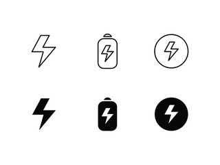 Energy Icon Set. Power, Battery and Lightning Symbols