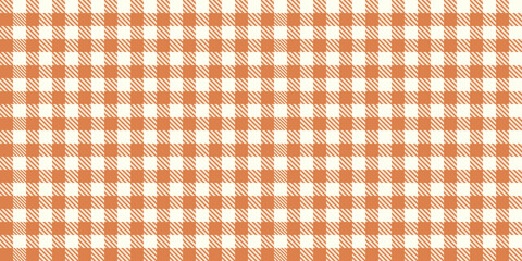Seamless vector pattern with orange and cream gingham checks with diagonal stripes ideal for picnic themes, autumn, Thanksgiving, rustic textile, farmhouse decor, retro backgrounds, vintage wrapping