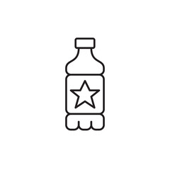 Plastic bottle and star. Favorite drinks, premium container materials. Pixel perfect, editable stroke vector icon