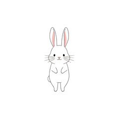 Cute Minimalist Black Bunny Rabbit Illustration; Simple Childlike Design; Dark Background
