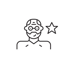 Middle-aged man wearing glasses. Favorite mentor, teacher or top-rated user. Pixel perfect, editable stroke vector icon