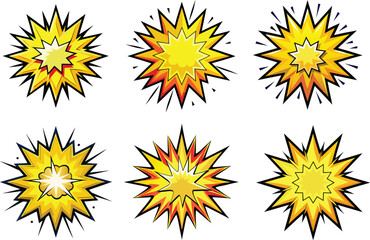 yellow and red comic book style explosion burst shapes