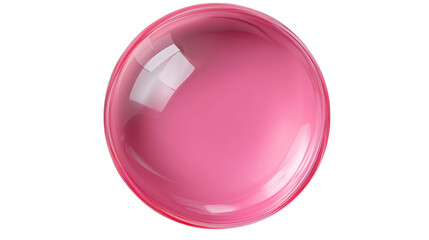 Glossy pink gel bubble with reflections, abstract cosmetic texture, isolated on transparent background, PNG 