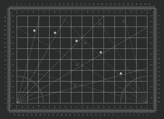 Vector Cutting Board Background. Technical grid surface with imperial and metric ruler markings for precision work, drafting, and layout design