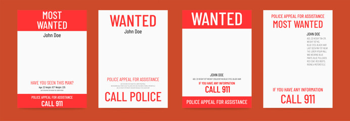 Blank wanted poster template. Modern bounty banner