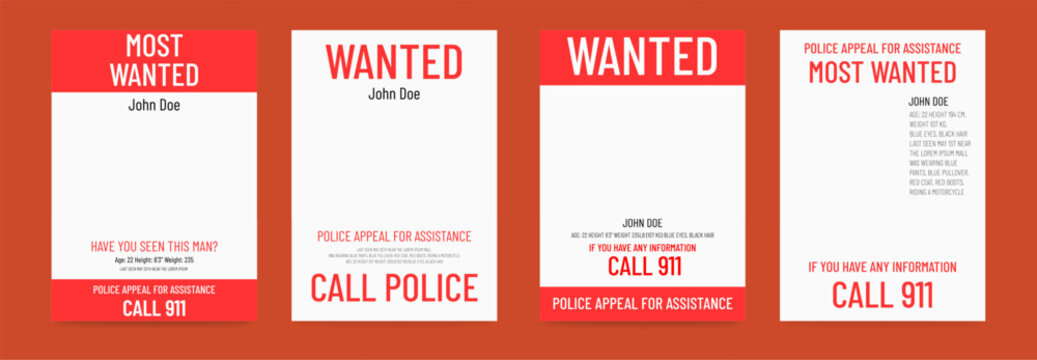 Blank wanted poster template. Modern bounty banner