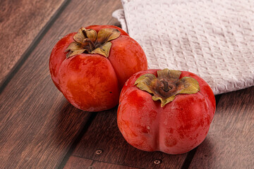 Sweet fresh ripe persimmon fruit