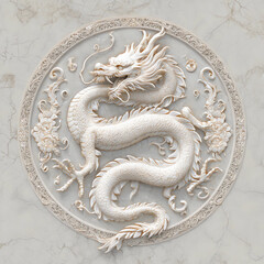A white dragon is on a white background