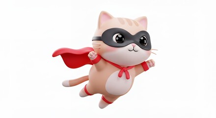 Fototapeta premium Cartoon cat superhero flying