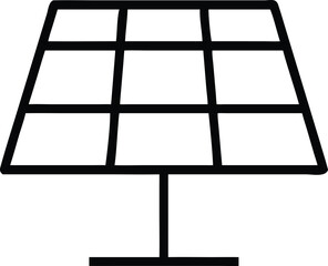 Simple black line drawing of a solar panel on a white background