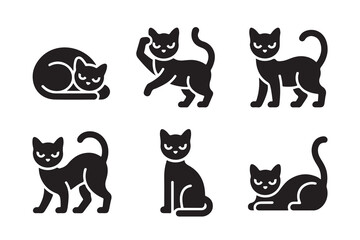 cats line art vector silhouette draw.