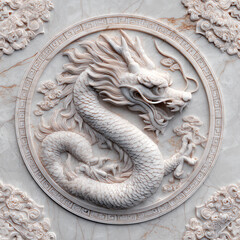 A white dragon is on a white background
