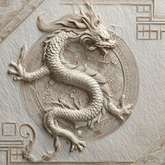 A white dragon is on a white background