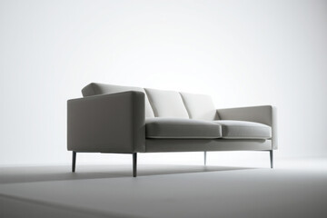Close-up modern minimal sofa. Clean lines, simple design. Interior, furniture detail.