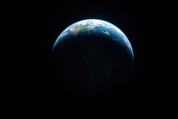 Earth from space. Clouds, globe, light art. Creative, planetary, global perspective.