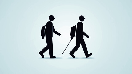Walking people vector icon in clean, minimal design. Depicts a human figure mid-step with simple lines and smooth motion flow. Ideal for pedestrian signage, fitness and health apps, navigation icons