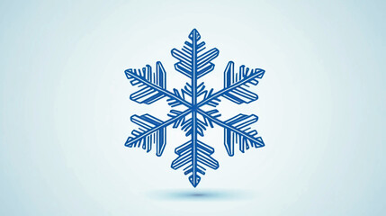 A symmetrical snowflake icon in clean, minimal vector style. Isolated on a soft light or white background. Designed with delicate icy geometry and crisp edges, perfect for winter themes