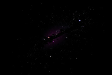 Abstract purple nebula. Stars in background. Beautiful space themed design.