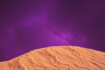 Abstract purple nebula. Stars in background. Beautiful space themed design.