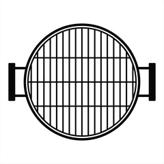 Round barbecue grill grate with handles minimalist black and white silhouette