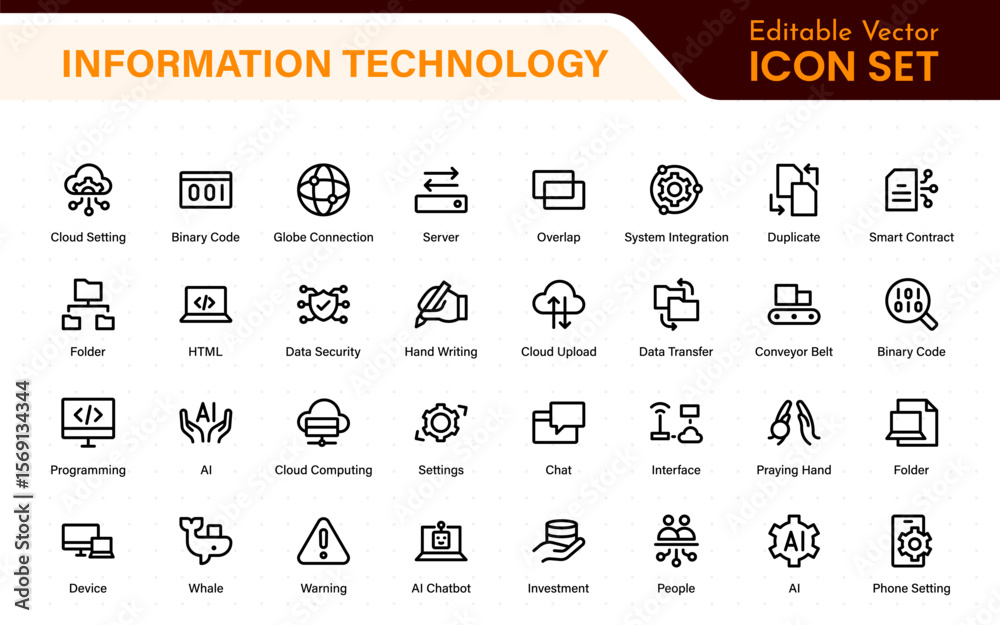 Poster information technology icons set. set of it technology icons. industry concept factory of the future