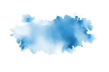 Blue watercolor paint stroke flow isolated on a transparent background